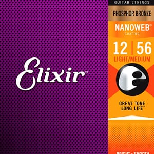 Elixir 16077 Phosphor Bronze Nanoweb Light 12-56