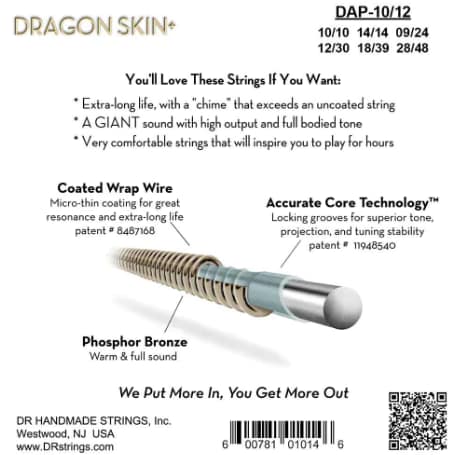 DR strings DAP-10/12 Dragon Skin+ (12 string) - Afbeelding 2