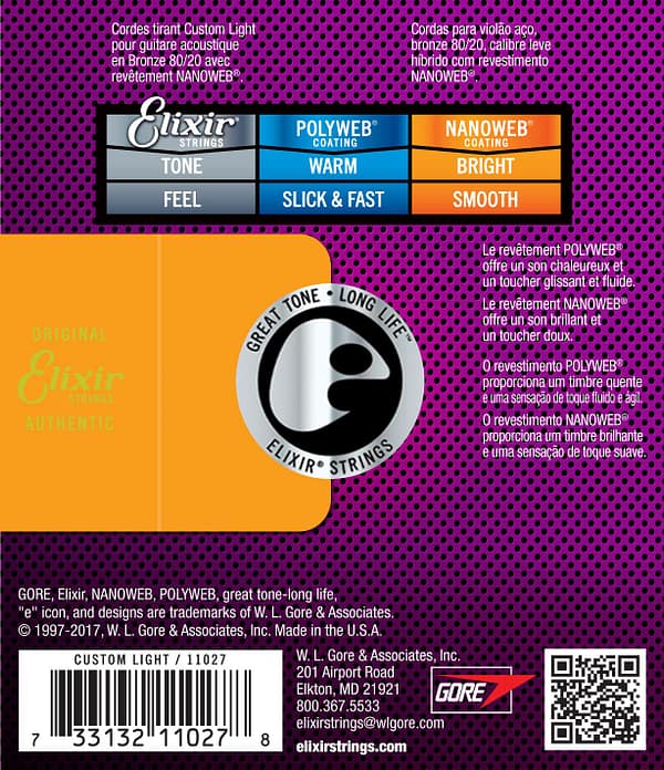 Elixir 11027 80/20 Bronze Nanoweb Light 11-52 - Afbeelding 2