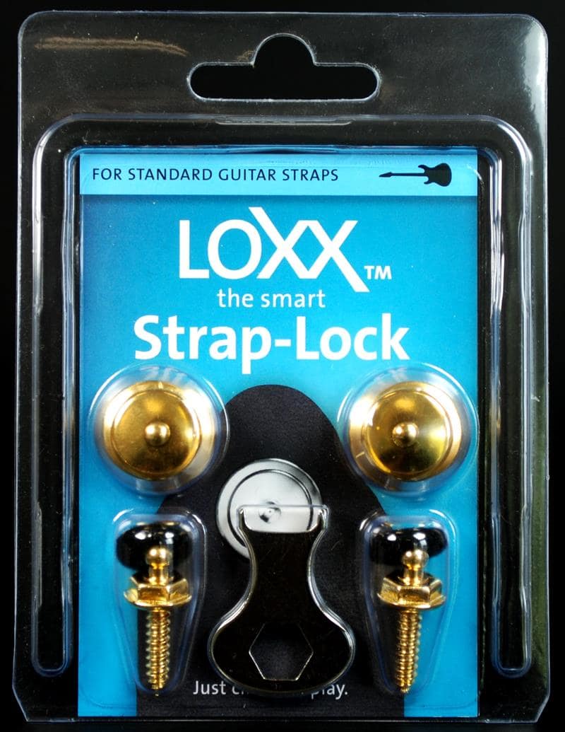 Loxx strap-lock guitar gold