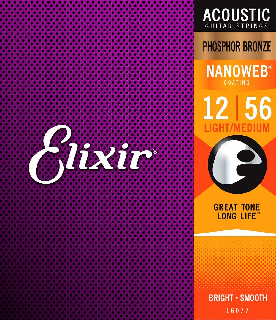 Elixir 16077 Phosphor Bronze Nanoweb Light 12-56