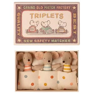 Triplets, baby mice in box