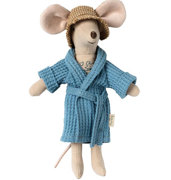 maileg maileg bathrobe father mouse dusty blue