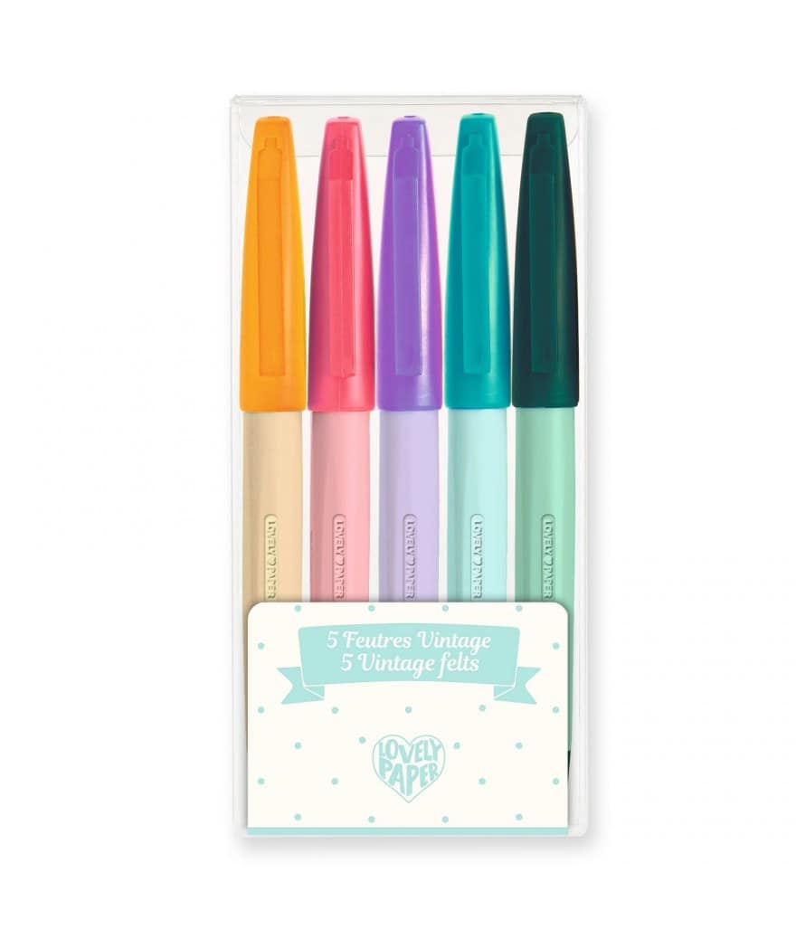 Vintage viltstiften - set van 5