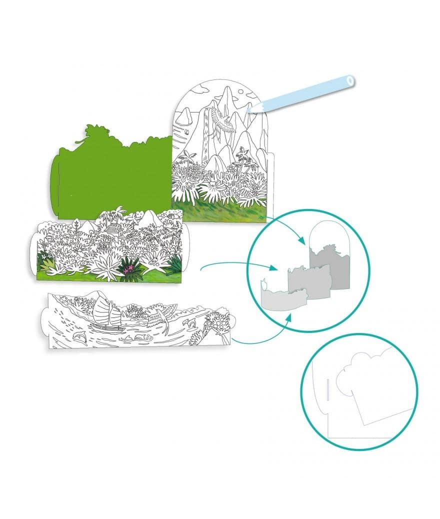 Djeco 3D kleurplaten - Op de top van mijn eiland - Afbeelding 2