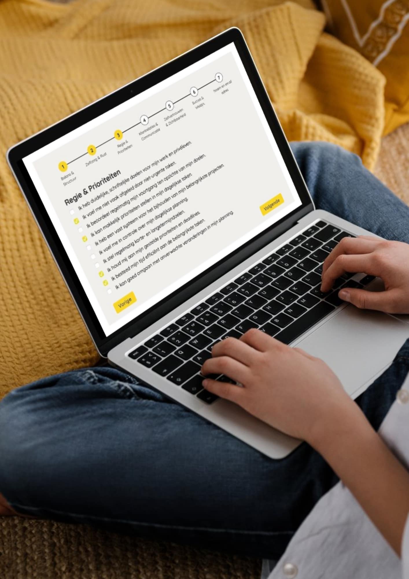 Visualisatie van een online energiescan die helpt bij het verkrijgen van inzicht in persoonlijke energie- en tijdbeheer.