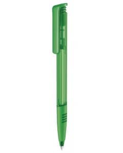 Senator pen with logo SUPER HIT CLEAR SG GREEN 347 Quality Senator pen with logo also available in other colors. Push ball pen Clear finish and soft grip. Equipped with a premium "Magic Flow" long capacity X20 (1.0 mm) refill giving a writing length of 1800m, in blue or black ink. We use different printing techniques to add your logo. Depending on the surface we can use embroidery, engraving, 360° imprint or screenprint.