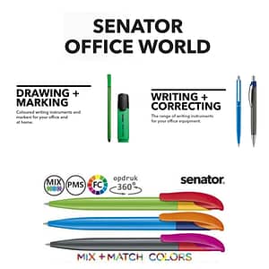 100% QUALITY SENATOR PENS WITH LOGO Senator pens are a high-quality writing instrument that can be customized with your logo, making them an excellent promotional gadget or gift for clients, employees, teachers and students. These pens are known for their sleek design, smooth writing, and durability, making them a reliable choice for anyone in need of a good pen. Magnus Business Gifts is official supplier of Senator pens. Ask our team now what you can do with your budget.