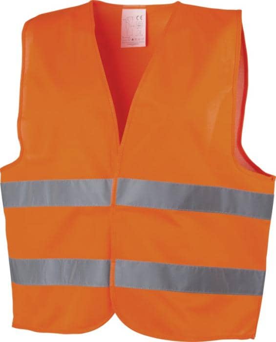 See-me-Orange Safety Vest with logo See-me-Orange Safety Vest with logo class 2, suitable for persons between 165 and 180 cm. Available colors: Orange, Yellow Large decorative area on the front and back of the vest. Visibility clothing for professional use. Fluorescent background and reflective tape. Specification EN ISO 20471:2013+A1:2016. These garments are CE marked to demonstrate compliance with EU Regulation 2016/425/EU Personal Protective Equipment Category II. Polyester.