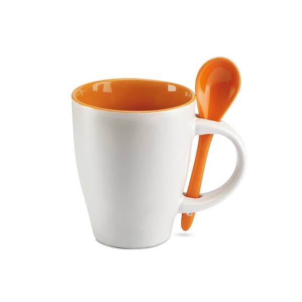 Bicolour mug with spoon 250 ml