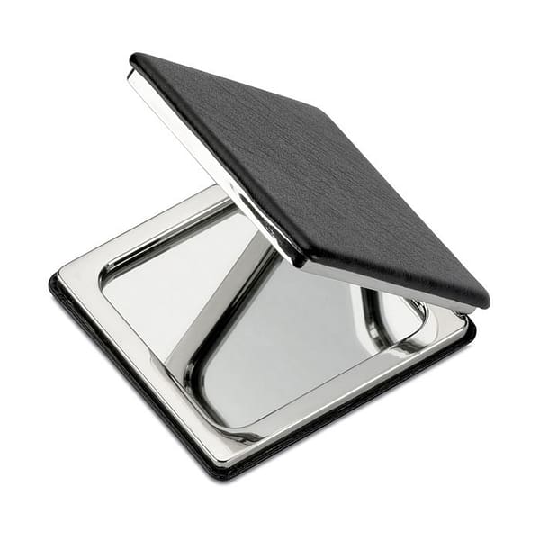 Gadget with logo Mirror GLOW Double mirror with logo with magnetic closure in square shape with PU cover. Available color: Black, White Dimensions: 5,5X5,5X1 CM Width: 5.5 cm Length: 5.5 cm Height: 1 cm Volume: 0.107 cdm3 Gross Weight: 0.051 kg Net Weight: 0.041 kg Magnus Business Gifts is your partner for merchandising, gadgets or unique business gifts since 1967. Certified with Ecovadis gold!