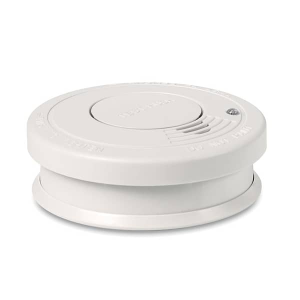 Gadget with logo Smoke detector NONSMOKE Smoke detector with logo in plastic casing with red operating light. Includes 2 screws for easy fixing. One 9 Volt battery included. Available color: White Dimensions: Ã˜10X3,4 CM Height: 3.4 cm Diameter: 10 cm Volume: 0.58 cdm3 Gross Weight: 0.195 kg Net Weight: 0.132 kg Magnus Business Gifts is your partner for merchandising, gadgets or unique business gifts since 1967. Certified with Ecovadis gold!