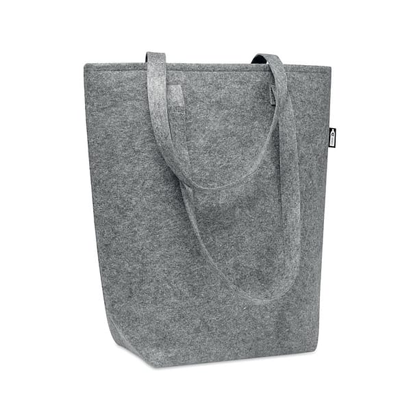 Tote bag with logo TASLO Tote bag with logo in RPET with long handles and bottom gussets. Recycled shopping bag in RPET. Depending on the surface we can use embroidery, engraving, 360° imprint or screen print.