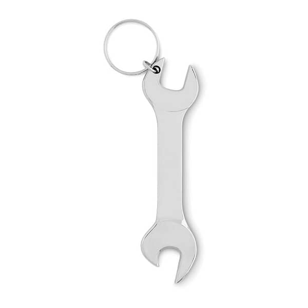 Gadget with logo Key ring WRENCHY Bottler opener in wrench shape and key ring with logo. Available color: Silver Dimensions: 9.5X2X0.4CMWidth: 2 cmLength: 9.5 cmHeight: 0.4 cmVolume: 0.034 cdm3Gross Weight: 0.033 kgNet Weight: 0.031 kg Magnus Business Gifts is your partner for merchandising, gadgets or unique business gifts since 1967. Certified with Ecovadis gold!