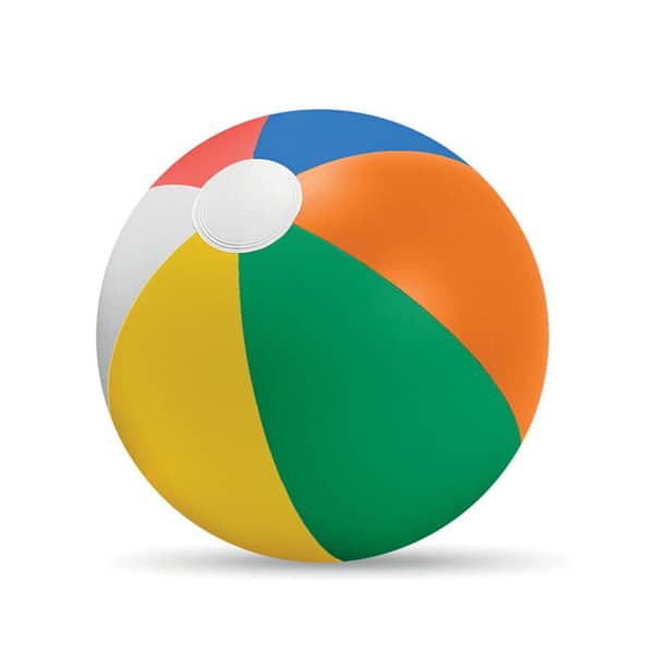 Beach gadget with logo beach ball PLAYTIME Beach gadget with logo inflatable beach ball with colored stripes. Inflated: Ø23,5cm Depending on the surface we can use embroidery, engraving, 360° imprint or screen print.