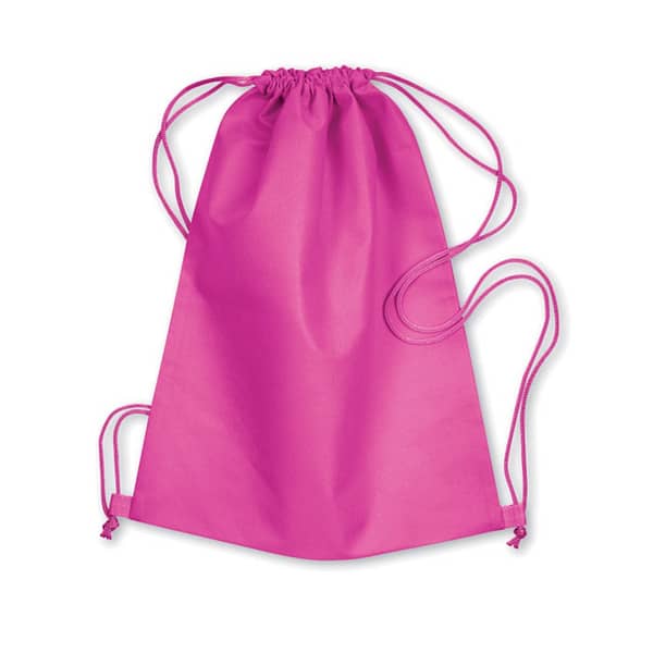 Drawstring bag with logo DAFFY Drawstring bag with logo in non woven. With matching colour drawstring cord. 80 gr/m². Depending on the surface we can use embroidery, engraving, 360° imprint or screenprint.