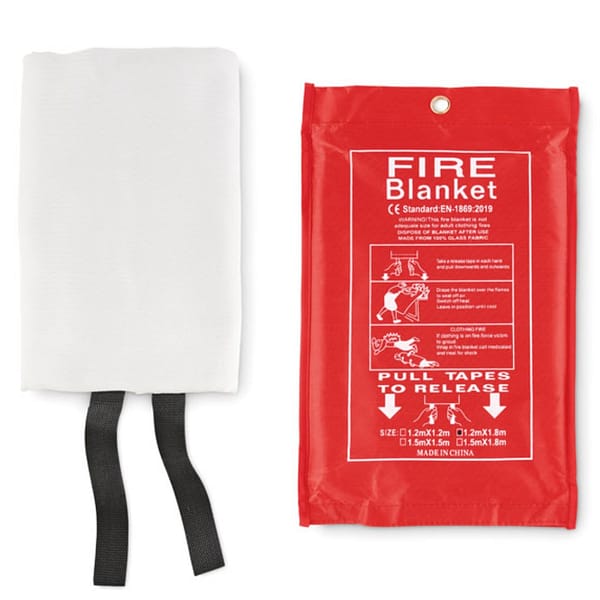 Gadget with logo Fire blanket VATRA Gadget with logo fire blanket made of glass fiber. Presented in a PVC pouch. Plaid Size: 120x180 cm. Depending on the surface we can use embroidery, engraving, 360° imprint or screen print.