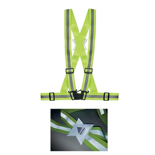 Gadget with logo Reflective body belt ALLVISIBLE Gadget with logo adjustable 360°reflective body belt. With silver stripes. For promotional use only. Depending on the surface we can use embroidery, engraving, 360° imprint or screen print.
