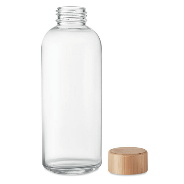 Water bottle with logo FRISIAN Glass water bottle with logo with bamboo lid. Capacity 650 ml. leak free. Keep a water bottle with you during the day to stay hydrated and healthy. The wooden bamboo lid gives this bottle a natural look and makes it stand out more than regular glass bottles. Bamboo is a natural product, there may be slight variations in colour and size per item, which can affect the final decoration outcome. Available color: Transparent Dimensions: Ã˜7X21CM Height: 21 cm Diameter: 7 cm Volume: 1.467 cdm3 Gross Weight: 0.433 kg Net Weight: 0.327 kg Magnus Business Gifts is your partner for merchandising, gadgets or unique business gifts since 1967. Certified with Ecovadis gold!