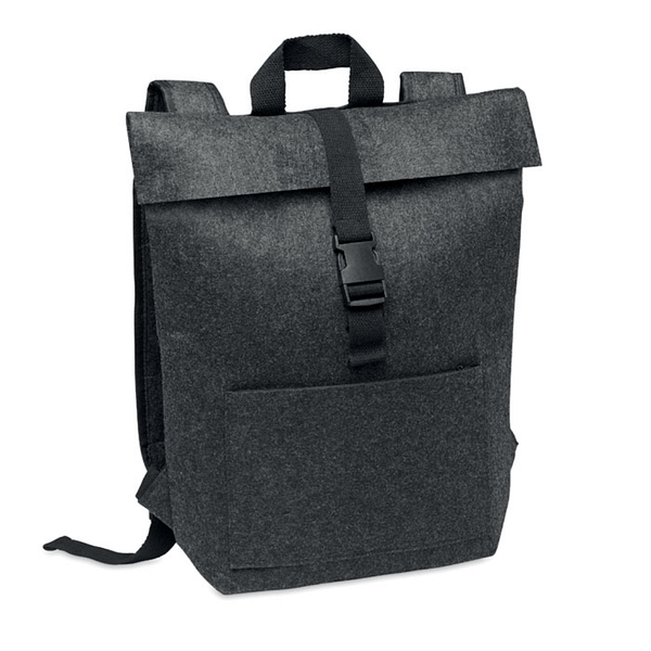 Gadget with logo Backpack INDICO PACK RPET felt backpack with logo with cotton strap closure and zippered pocket on the front. It has a laptop compartment. Use the front pocket to store smaller items and the main compartment can hold all your other items and accessories. The bag is made from recycled PET plastic. Carry weight limit 5kgs. Available color: Dark Grey Dimensions: 39X11X51CM Width: 11 cm Length: 39 cm Height: 51 cm Volume: 2.8 cdm3 Gross Weight: 0.325 kg Net Weight: 0.31 kg Magnus Business Gifts is your partner for merchandising, gadgets or unique business gifts since 1967. Certified with Ecovadis gold!