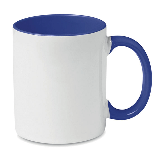 Mug with logo SUBLIMCOLY Sublimation ceramic mug with logo with coloured handle and inside. Capacity: 300 ml. A classic mug for your favourite morning coffee or tea. Availble color: Green, Black, Red, Royal Blue, Blue, Dark Navy, Grey Dimensions: Ã˜8X9 CM Height: 9 cm Diameter: 8 cm Volume: 1.4 cdm3 Gross Weight: 0.4 kg Net Weight: 0.299 kg Magnus Business Gifts is your partner for merchandising, gadgets or unique business gifts since 1967. Certified with Ecovadis gold!