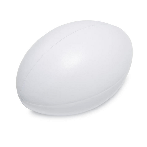 Gadget with logo Anti-stress ball MADERA Anti-stress rugby ball with logo. Made in PU material. Available color: White Dimensions: Ã˜6X9,5 CM Height: 9.5 cm Diameter: 6 cm Volume: 0.325 cdm3 Gross Weight: 0.03 kg Net Weight: 0.027 kg Magnus Business Gifts is your partner for merchandising, gadgets or unique business gifts since 1967. Certified with Ecovadis gold!