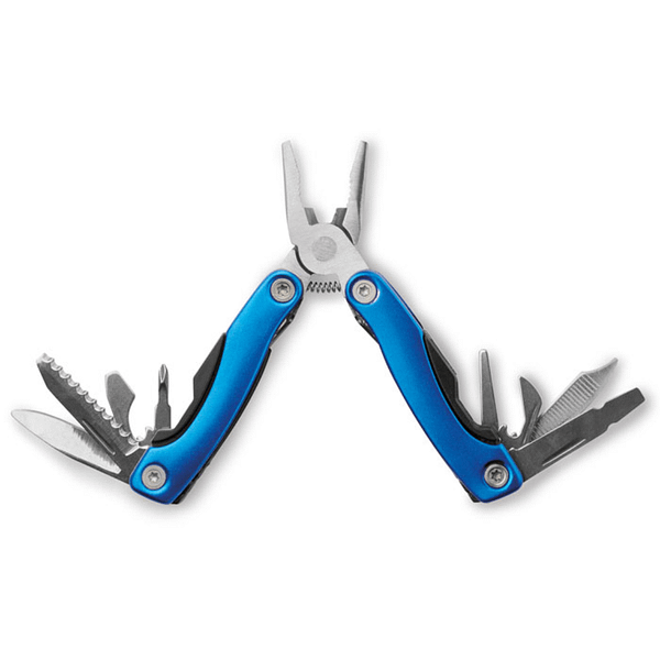 Gadget with logo Multitool ALOQUIN MINI Foldable multitool with logo in stainless steel with stainless steel pliers. 9 tool functions. 600D polyester pouch included. Available color: Blue, Black Dimensions: 7X3,3X1,6CM Width: 3.3 cm Length: 7 cm Height: 1.6 cm Volume: 0.137 cdm3 Gross Weight: 0.107 kg Net Weight: 0.099 kg Magnus Business Gifts is your partner for merchandising, gadgets or unique business gifts since 1967. Certified with Ecovadis gold!