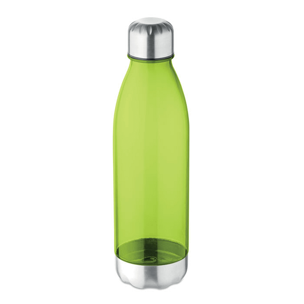 Water bottle with logo ASPEN Drinking bottle in Tritanâ„¢ which is BPA free with stainless steel lid and bottom. Capacity: 600 ml. Not suitable for carbonated drinks. Leak free. Available color: Transparent Lime, Transparent, Transparent Red, Transparent Blue, Transparent Grey Dimensions: Ã˜6X25CMHeight: 25 cmDiameter: 6 cmVolume: 1.704 cdm3Gross Weight: 0.138 kgNet Weight: 0.111 kg Magnus Business Gifts is your partner for merchandising, gadgets or unique business gifts since 1967. Certified with Ecovadis gold!