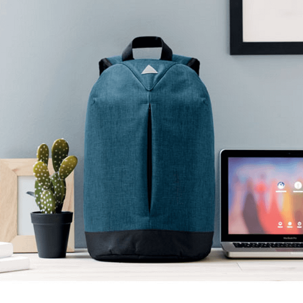 Gadget with logo Backpack MILANO 13 inch laptop backpack in 600D 2 tone polyester with outside pocketwith zipper. Zipper main compartment on backside for better protection. Available color: Blue, Grey, Black Dimensions: 26X13X43 CM Width: 13 cm Length: 26 cm Height: 43 cm Volume: 4.825 cdm3 Gross Weight: 0.467 kg Net Weight: 0.384 kg Magnus Business Gifts is your partner for merchandising, gadgets or unique business gifts since 1967. Certified with Ecovadis gold!
