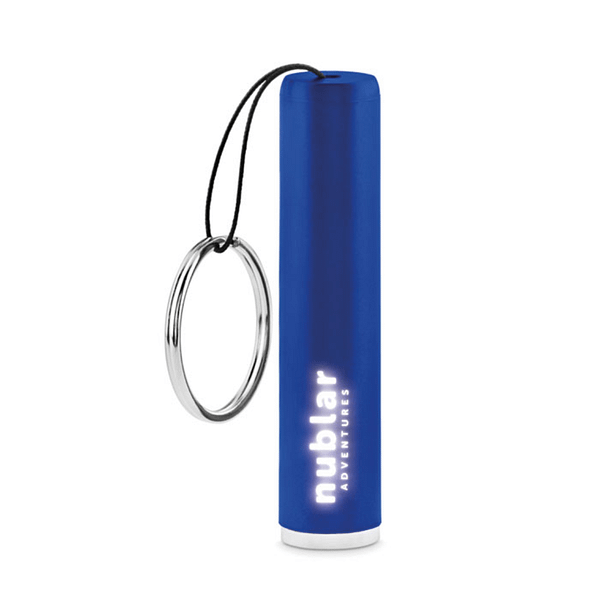 Gadget with logo Key ring LED SANLIGHT LED bulb torch in ABS with key ring. The barrel includes a LED light to illuminate the engraved logo. 3 AG3 batteries included. Available color: Royal Blue, Red, Orange, Black, Silver Dimensions: Ã˜1,3X6,5 CM Height: 6.5 cm Diameter: 1.3 cm Volume: 0.054 cdm3 Gross Weight: 0.013 kg Net Weight: 0.01 kg Magnus Business Gifts is your partner for merchandising, gadgets or unique business gifts since 1967. Certified with Ecovadis gold!