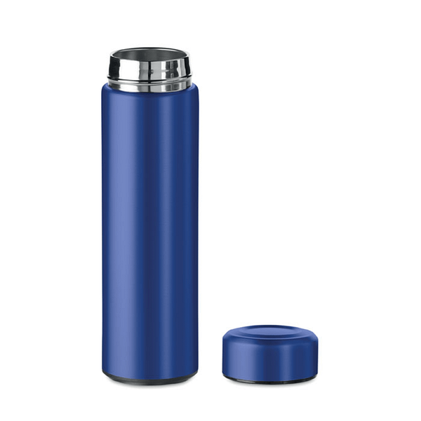 Water bottle with logo PATAGO Double wall stainless steel insulating vacuum flask with additional tea infuser. Capacity 425 ml. Leak free. Available color: White, Red, Turquoise, Blue, Matt Silver, Black Dimensions: Ã˜6X22.5CM Height: 22.5 cm Diameter: 6 cm Volume: 1.406 cdm3 Gross Weight: 0.31 kg Net Weight: 0.257 kg Magnus Business Gifts is your partner for merchandising, gadgets or unique business gifts since 1967. Certified with Ecovadis gold!