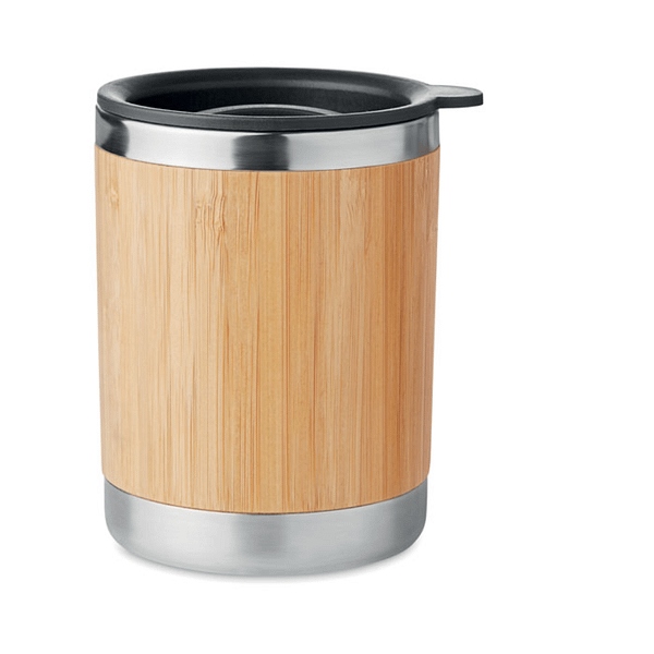 Tumbler with logo LOKKA Double walled stainless steel tumbler with bamboo case and moveable drink hole. Capacity 250 ml. Bamboo is a natural product, there may be slight variations in colour and size per item, which can affect the final decoration outcome. Available color: Wood Dimensions: Ã˜8X10CM Height: 10 cm Diameter: 8 cm Volume: 1.027 cdm3 Gross Weight: 0.151 kg Net Weight: 0.114 kg Magnus Business Gifts is your partner for merchandising, gadgets or unique business gifts since 1967. Certified with Ecovadis gold!