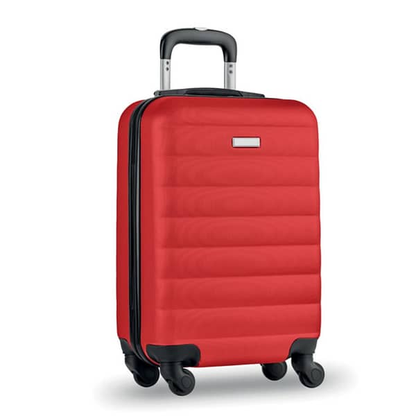 Travel gadget with logo Trolley BUDAPEST Trolley with logo has 1 main compartment and inner compartment. Includes a security lock. Rides on 4 wheels. Available colors: Black, Royal Blue, Matt Silver, Red Dimensions: 34X20X47 CM Width: 20 cm Length: 34 cm Height: 47 cm Volume: 42.183 cdm3 Gross Weight: 2.85 kg Net Weight: 2.42 kg Depending on the surface we can use embroidery, engraving, 360° imprint or screen print.