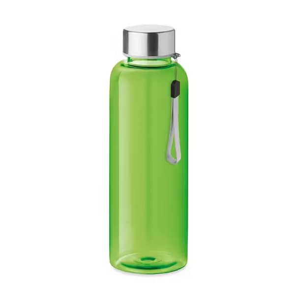 Water bottle with your logo UTAH Water bottle with your logo in RPET which is BPA free. Leak-free. Capacity: 500 ml. Not suitable for carbonated drinks.