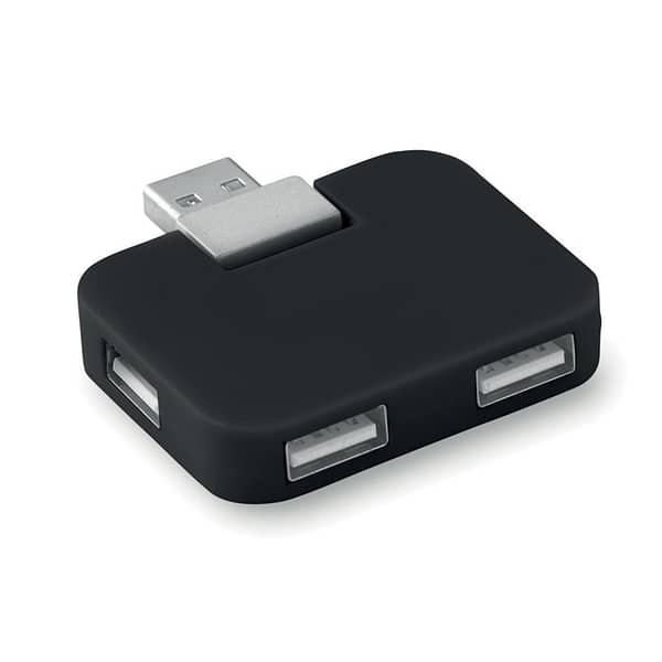 USB gadget with logo hub SQUARE USB gadget with logo 4 Port USB hub in ABS. Available colors: Black, White Dimensions: 5X4.1X1 CM Width: 4.1 cm Length: 5 cm Height: 1 cm Volume: 0.058 cdm3 Gross Weight: 0.023 kg Net Weight: 0.017 kg Depending on the surface we can use embroidery, engraving, 360° imprint or screen print.