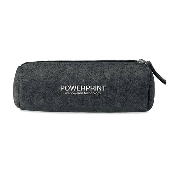 Pencil pouch with logo PENLO Pencil pouch with logo in RPET felt. With a zipper. Available colors: Grey, Dark Grey Dimensions: 21X7CM Width: 7 cm Length: 21 cm Volume: 0.348 cdm3 Gross Weight: 0.033 kg Net Weight: 0.02 kg Depending on the surface we can use embroidery, engraving, 360° imprint or screen print.