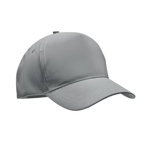 Cap with logo Rays 5 panel baseball cap in high reflective 190T polyester. 4 stitched eyelets with hook and loop closure. Size 7 1/4. PMS Colour: SILVER Magnus Business Gifts is your partner for merchandising, gadgets or unique business gifts since 1967. Certified with Ecovadis gold!