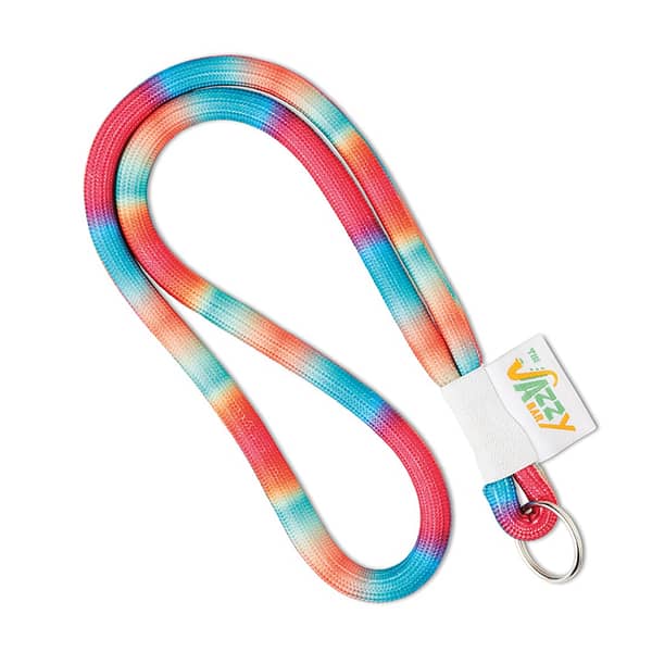 Full colour cord lanyard with woven label Polyester cord lanyard with a 4 colour woven label and a metal carabiner or choose from one of the other clip options. The ca. 90cm white cord is printed with a full colour sublimation and is suitable for repeated designs as the logo positioning can not be determined exactly. Magnus Business Gifts is your partner for merchandising, gadgets or unique business gifts since 1967. Certified with Ecovadis gold!