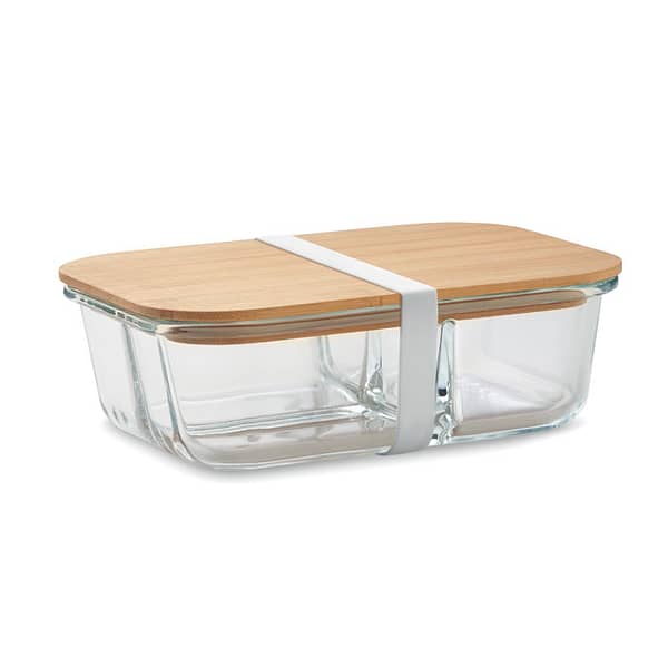 Glass lunch box with bamboo lid