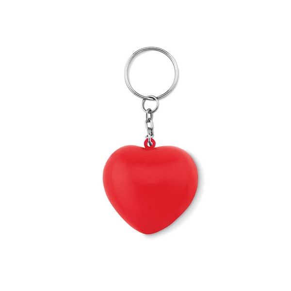 Key ring with logo LOVY RING Key ring with logo in PU heart shape. Available color: Red Dimensions: 4,2X3,1X4,4 CM Width: 3.1 cm Length: 4.2 cm Height: 4.4 cm Volume: 0.105 cdm3 Gross Weight: 0.013 kg Net Weight: 0.01 kg Depending on the surface we can use embroidery, engraving, 360° imprint or screen print.