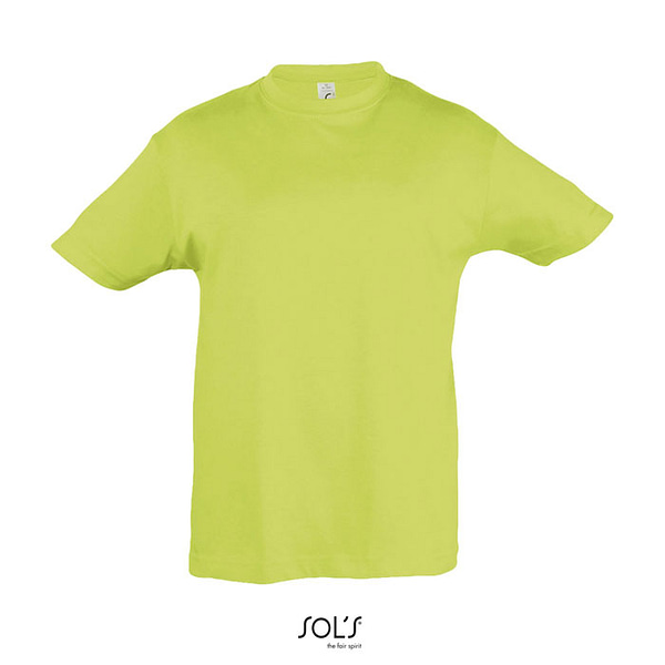 REGENT children's t-shirt with logo T-shirt with logo with widest range of colors on the market. 150g/m². Reinforced taped neck seam, collar with elastane, 2-4years with side seam tubular knit from 6 years. Fabric details: 150g/m2 single jersey, 100% semi-combed ring spun cotton. OEKO-TEX. Only sold with print. Sizes - 2 yrs: 86-94cm (M), 4 yrs: 96-104cm (L), 6 yrs: 106-116cm (XL), 8 yrs: 118-128cm (XXL), 10 yrs: 130-140cm (3XL), 12 yrs: 142-152cm (4XL). We use different printing techniques to add your logo. Depending on the surface we can use embroidery, engraving, 360° imprint or screenprint.