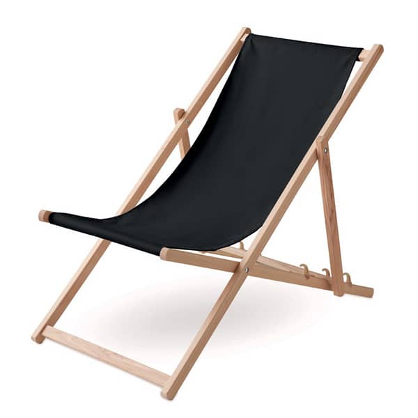 Beach gadget with logo Wooden chair HONOPU Beach gadget with logo beach chair in wood. Max: weight 120 kg. Made in EU. This item can only be delivered in multiples of outer packaging being 2 pieces. Depending on the surface we can use embroidery, engraving, 360° imprint or screen print.