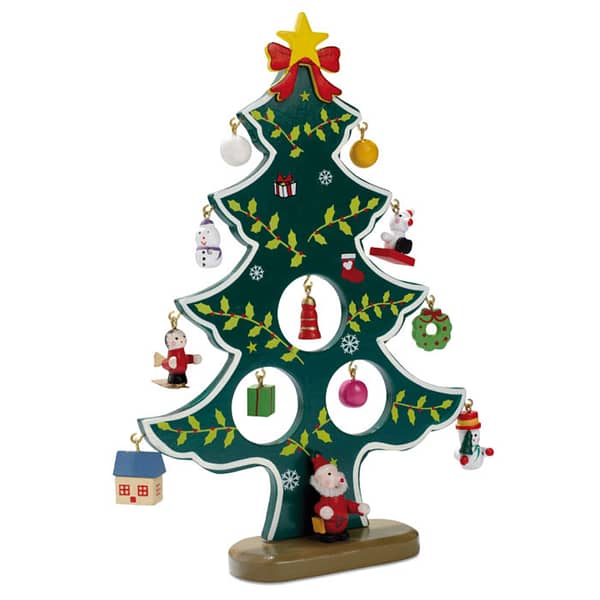 Christmas gadget with logo Hanger WOODTREE Wooden Christmas tree with 12 assorted tree hanger decorations to be assembled. Individual gift box with transparent cover. Available color: Green Dimensions: 22X16,5X2 CM Width: 16.5 cm Length: 22 cm Height: 2 cm Volume: 0.79 cdm3 Gross Weight: 0.116 kg Net Weight: 0.069 kg Magnus Business Gifts is your partner for merchandising, gadgets or unique business gifts since 1967. Certified with Ecovadis gold!