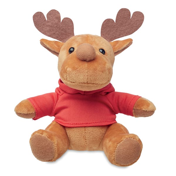 Christmas gadget with logo Teddy bear RUDOLPH Soft plush reindeer with logo with removable hooded sweater. Available color: Red, White Dimensions: 15,5X12CM Width: 12 cm Length: 15.5 cm Volume: 0.796 cdm3 Gross Weight: 0.047 kg Net Weight: 0.039 kg Magnus Business Gifts is your partner for merchandising, gadgets or unique business gifts since 1967. Certified with Ecovadis gold!