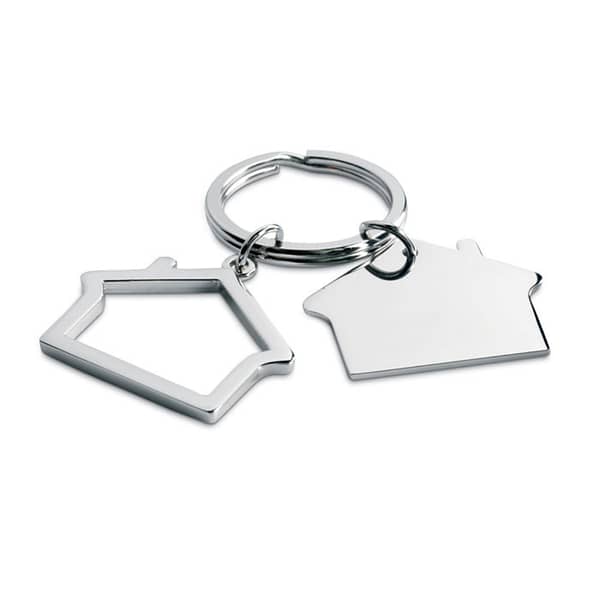 Gadget with logo Key ring SNIPER Metal key ring with logo in house shape. Individually packed in a white carton gift box. Available color: Shiny Silver Dimensions: 6,5X4,4X1 CM Width: 4.4 cm Length: 6.5 cm Height: 1 cm Volume: 0.11 cdm3 Gross Weight: 0.033 kg Net Weight: 0.025 kg Magnus Business Gifts is your partner for merchandising, gadgets or unique business gifts since 1967. Certified with Ecovadis gold!