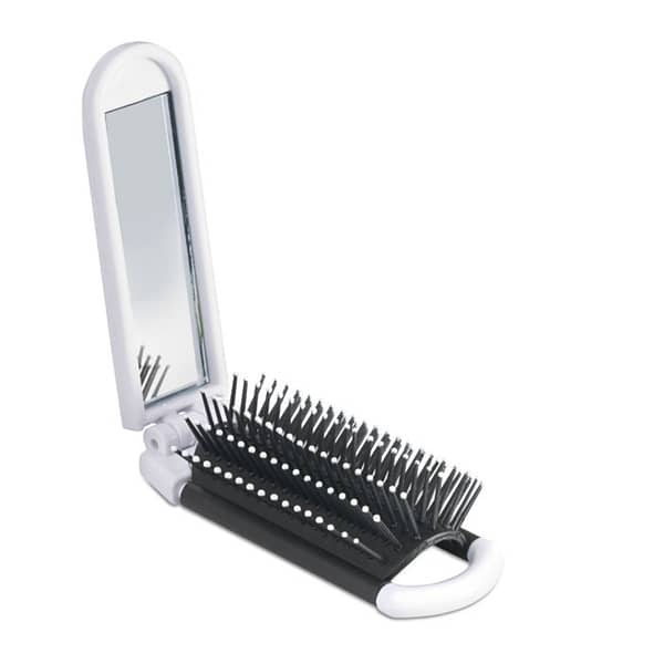 Gadget with logo Mirror ALWAYS Foldable hairbrush with mirror with logo in plastic housing. Available color: White Dimensions: 10,5X4X2,5 CM Width: 4 cm Length: 10.5 cm Height: 2.5 cm Volume: 0.152 cdm3 Gross Weight: 0.044 kg Net Weight: 0.04 kg Magnus Business Gifts is your partner for merchandising, gadgets or unique business gifts since 1967. Certified with Ecovadis gold!
