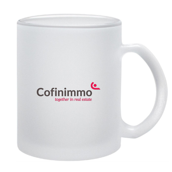 Mug with logo SUBLIMATT Mug in matt glass with logo 300 ml capacity with special coating for sublimation. Available color: White Dimensions: Ã˜8X9,5 CM Height: 9.5 cm Diameter: 8 cm Volume: 1.265 cdm3 Gross Weight: 0.371 kg Net Weight: 0.34 kg Magnus Business Gifts is your partner for merchandising, gadgets or unique business gifts since 1967. Certified with Ecovadis gold!