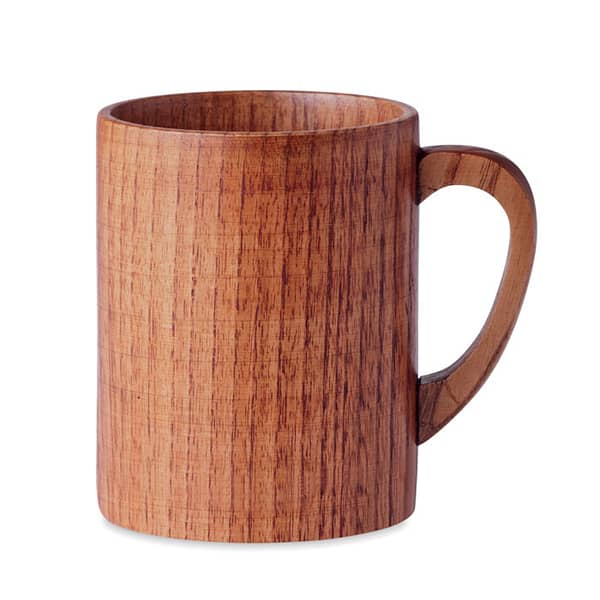 Mug with logo TRAVIS Full oak wooden mug with logo. Capacity 280 ml. Drink your favourite coffee, tea or hot chocolate from this beautiful classic designed natural mug made from oak wood. This mug is definitely an eye catcher with its unique wooden look. Oak wood is a natural product, there may be slight variations in colour and size per item, which can affect the final decoration outcome. Produced from a sustainable source. Available color: Wood Dimensions: 10X9.5CM Width: 9.5 cm Length: 10 cm Volume: 0.89 cdm3 Gross Weight: 0.125 kg Net Weight: 0.102 kg Magnus Business Gifts is your partner for merchandising, gadgets or unique business gifts since 1967. Certified with Ecovadis gold!