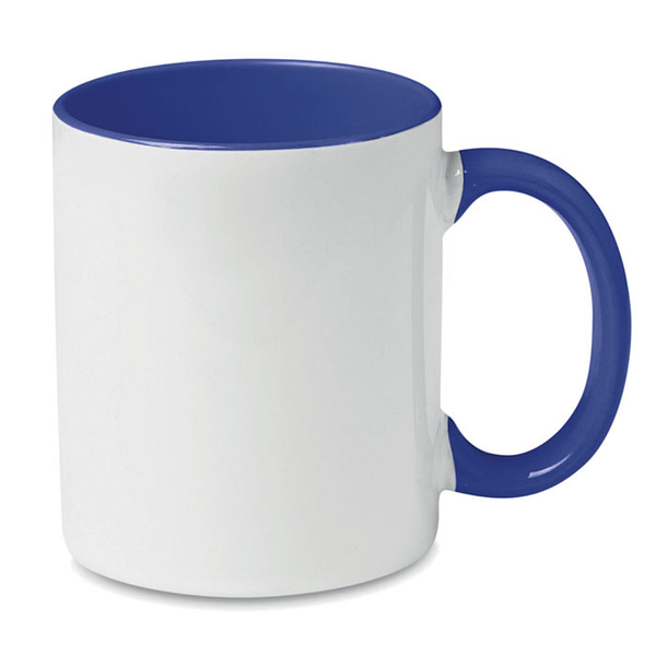 Mug with logo SUBLIMCOLY Sublimation ceramic mug with logo with coloured handle and inside. Capacity: 300 ml. A classic mug for your favourite morning coffee or tea. Availble color: Green, Black, Red, Royal Blue, Blue, Dark Navy, Grey Dimensions: Ø8X9 CM Height: 9 cm Diameter: 8 cm Volume: 1.4 cdm3 Gross Weight: 0.4 kg Net Weight: 0.299 kg Magnus Business Gifts is your partner for merchandising, gadgets or unique business gifts since 1967. Certified with Ecovadis gold!