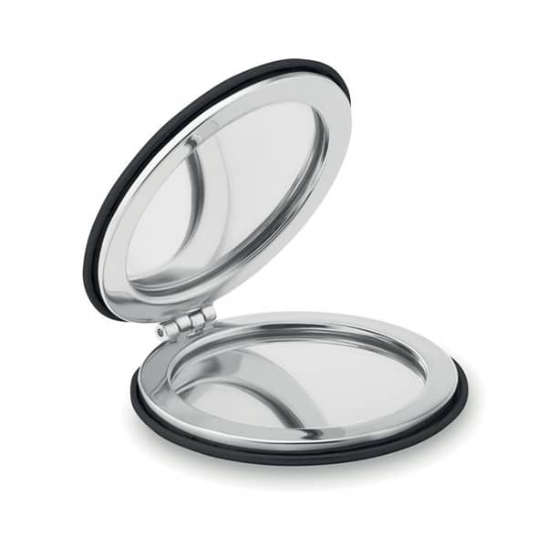 Gadget with logo Mirror GLOW ROUND Double mirror with logo with magnetic closure in round shape with PU cover. Available color: White, Black Dimensions: Ã˜6X0.5CM Height: 0.5 cm Diameter: 6 cm Volume: 0.112 cdm3 Gross Weight: 0.053 kg Net Weight: 0.037 kg Magnus Business Gifts is your partner for merchandising, gadgets or unique business gifts since 1967. Certified with Ecovadis gold!